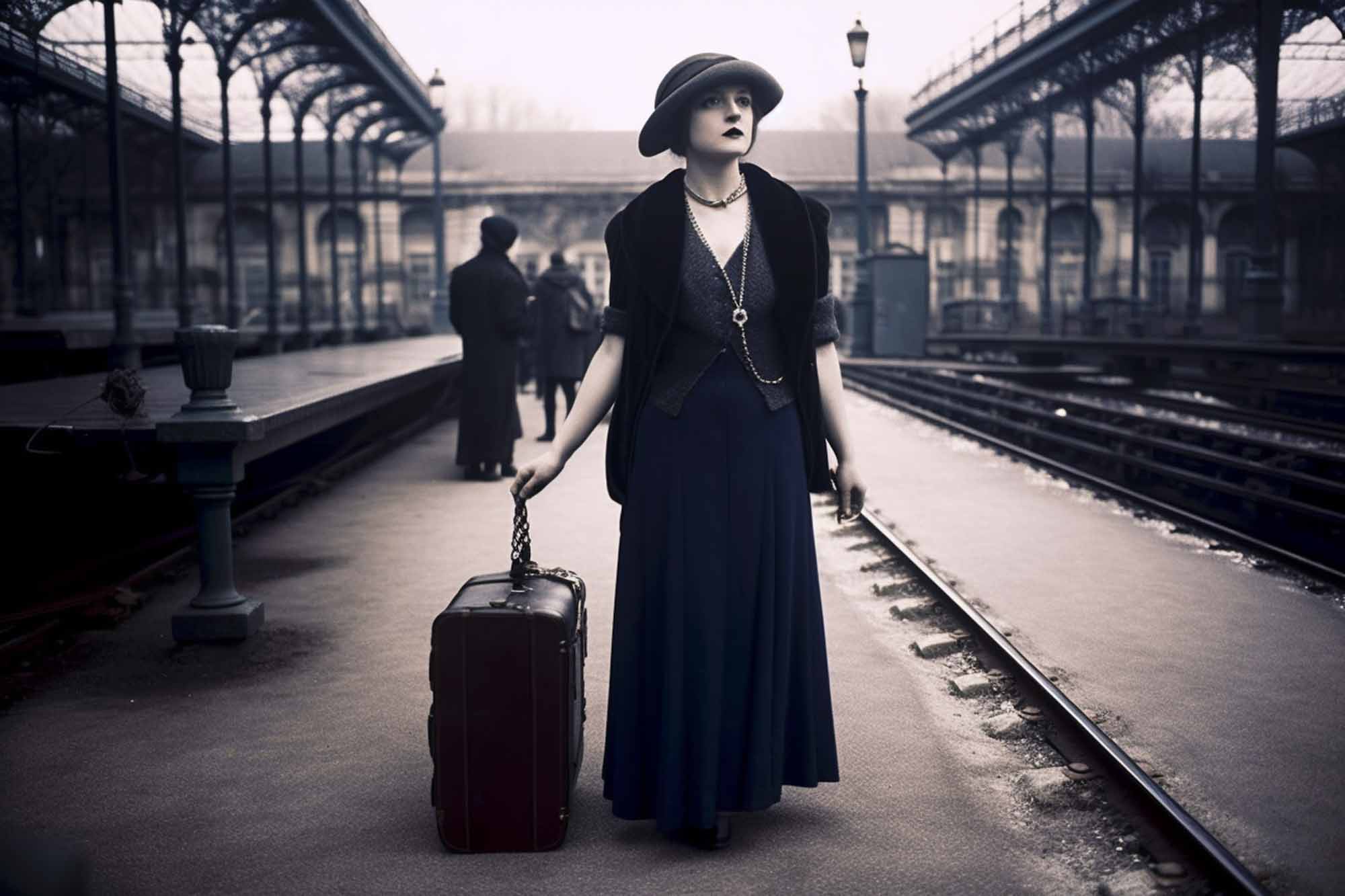 zavesmith_at_train_station_in_paris_1920s_steam_trains_behind_h_2c52436e-0308-4a41-9448-6fd1bf81d99c